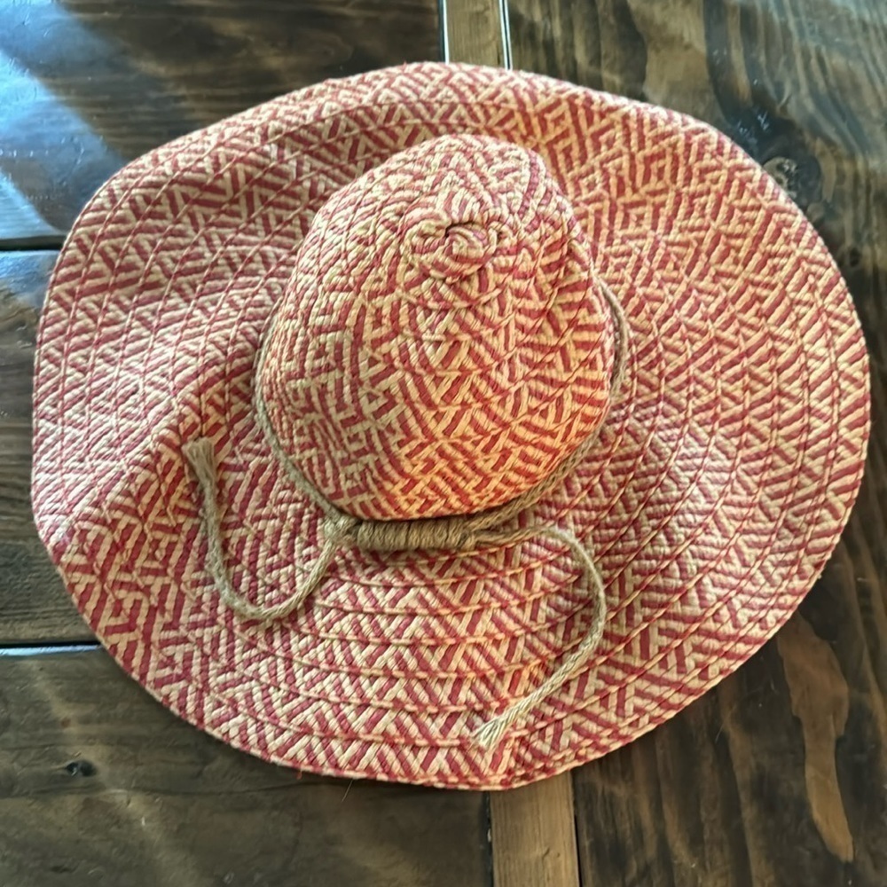 Tropical Trends Large Brim Sun Hat red/natural